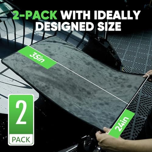 KKV Microfiber Towel Pack of 2 (35" x 24") Extra Large Super Absorbent Dry Towel for Car Truck No Streaks, Scratches or Water Scots