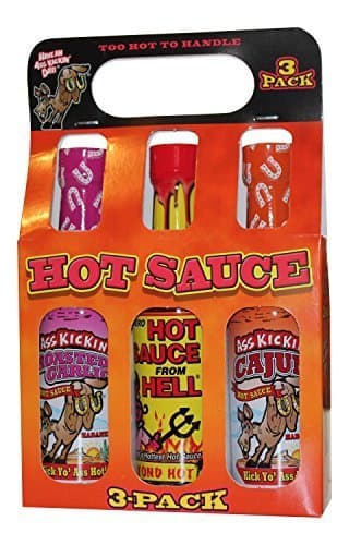 Ass Kickin' Hot Sauce Gift Set 3 Pack - Ass Kickin' Roasted Garlic Hot Sauce - Habanero Hot Sauce From Hell - Cajun Hot Sauce