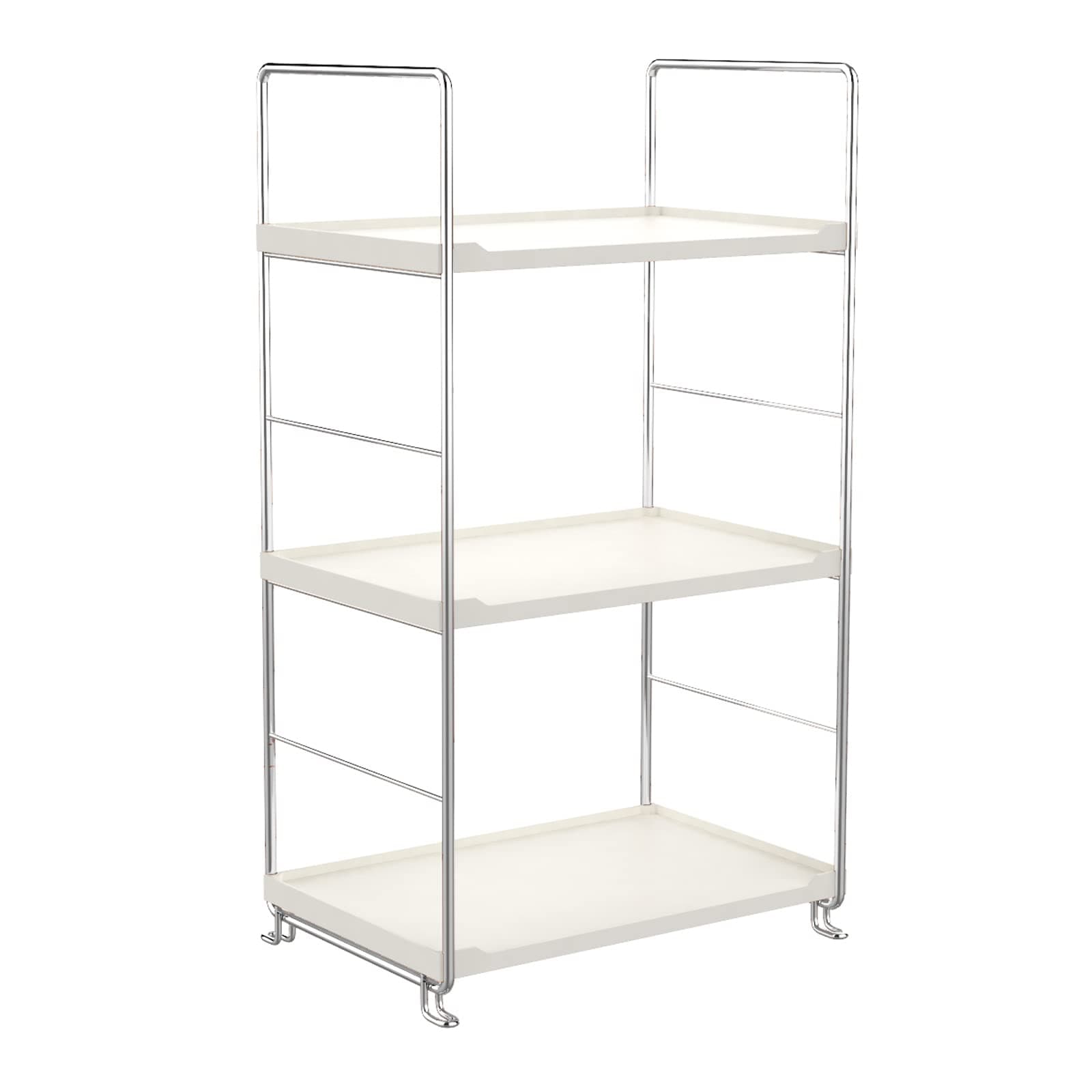 3-Tier Bathroom Countertop Organizer -Makeup Organizer -Corner Storage Shelf- Kitchen Spice Rack Standing Shelf-Great for Vanity, Bathroom, Bedroom, Kitchen (Silver & White)