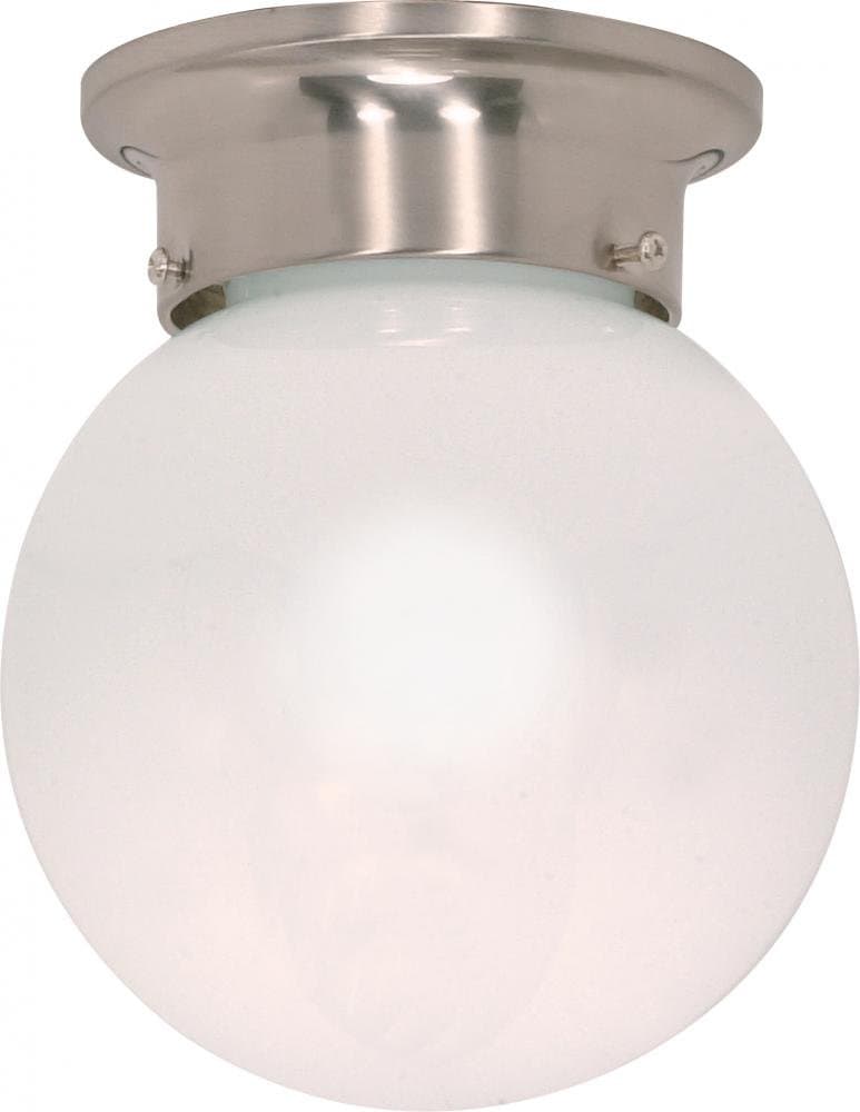 Nuvo Lighting 60/245 One Light Flush Mount, Brushed Nickel/White Glass