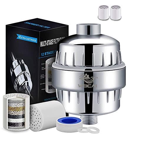 Shower Filter with Replacement Cartridge - Weicai High-Output Universal Shower Head Water Filter Dramatically Purifies Your Water & Revitalizes Your Body (12-Stage)