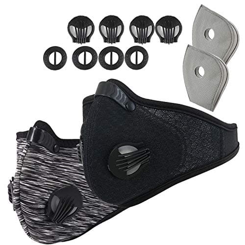 Infityle Dustproof Masks - Activated Carbon Dust Mask with Extra Filter Cotton Sheet and Valves for Pollution,Anti Pollen Allergy, PM2.5, Running, Cycling,Woodworking,Outdoor Activities(Black+Gray)