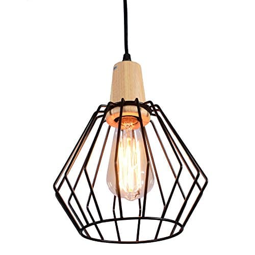 MY CANARY Vintage Rustic Style Industrial Barn Hanging Pendant Light, Metal Cage Wire Ceiling Chandelier Guard Lamp, Retro Overhead Light Fixtures Lighting