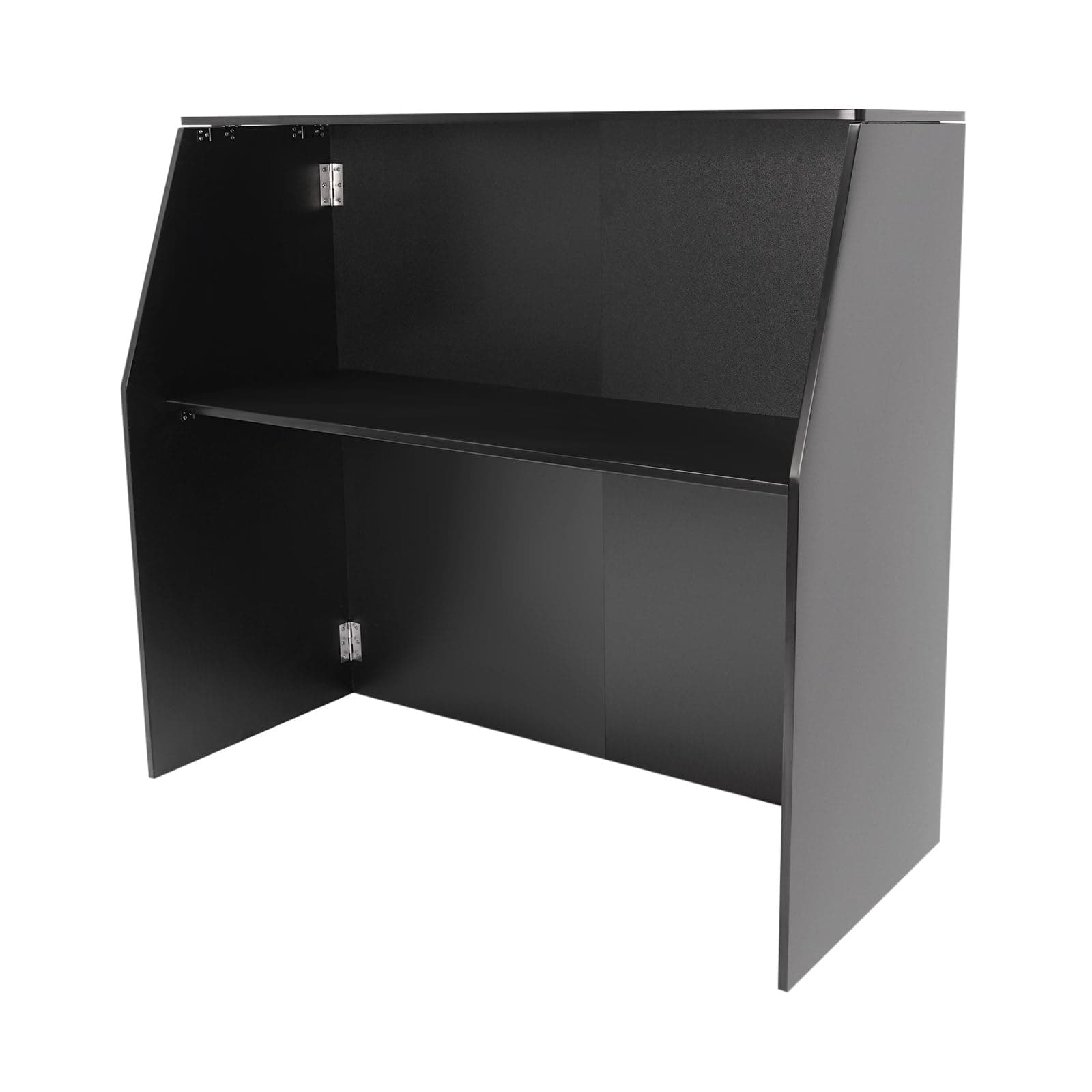 4' Folding Portable Event Bar with Top and Middle Shelves, Foldable Bartender Table Cabinet Station, Mobile Laminate Foldable Bar for Parties and Events