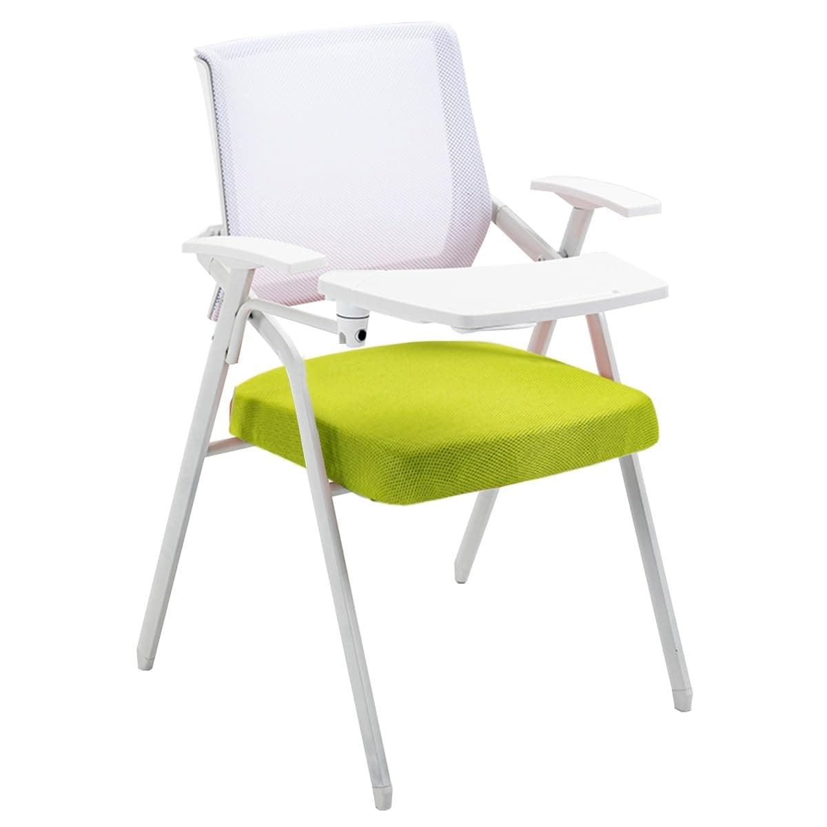 Green Mesh Office Desk Chair - Folding, Ergonomic with Writing Board, Metal Frame, Backrest, for Conference Room