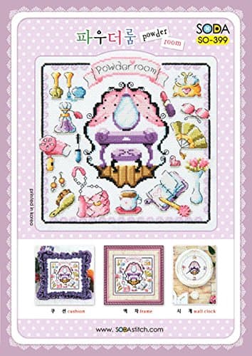 SO-399 POWDER ROOM, SODA Cross Stitch Pattern leaflet, authentic Korean cross stitch design chart color printed on coated paper