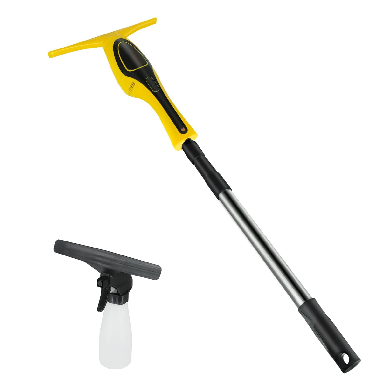 Window Vacuum Squeegee Cordless, Rechargeable Windows Tool Vacuum Cleaner Set, Electric Power Glass Cleaning Tools with 50ml Water Tank & Telescopic Pole (36"-61") for Windows, Tiles