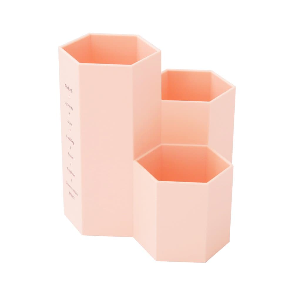 Emorias 1Pcs Multifunction Stationery Makeup Pen Pot Pencil Holder Organizer Desk Organizer Container Pen Pot (Light pink)