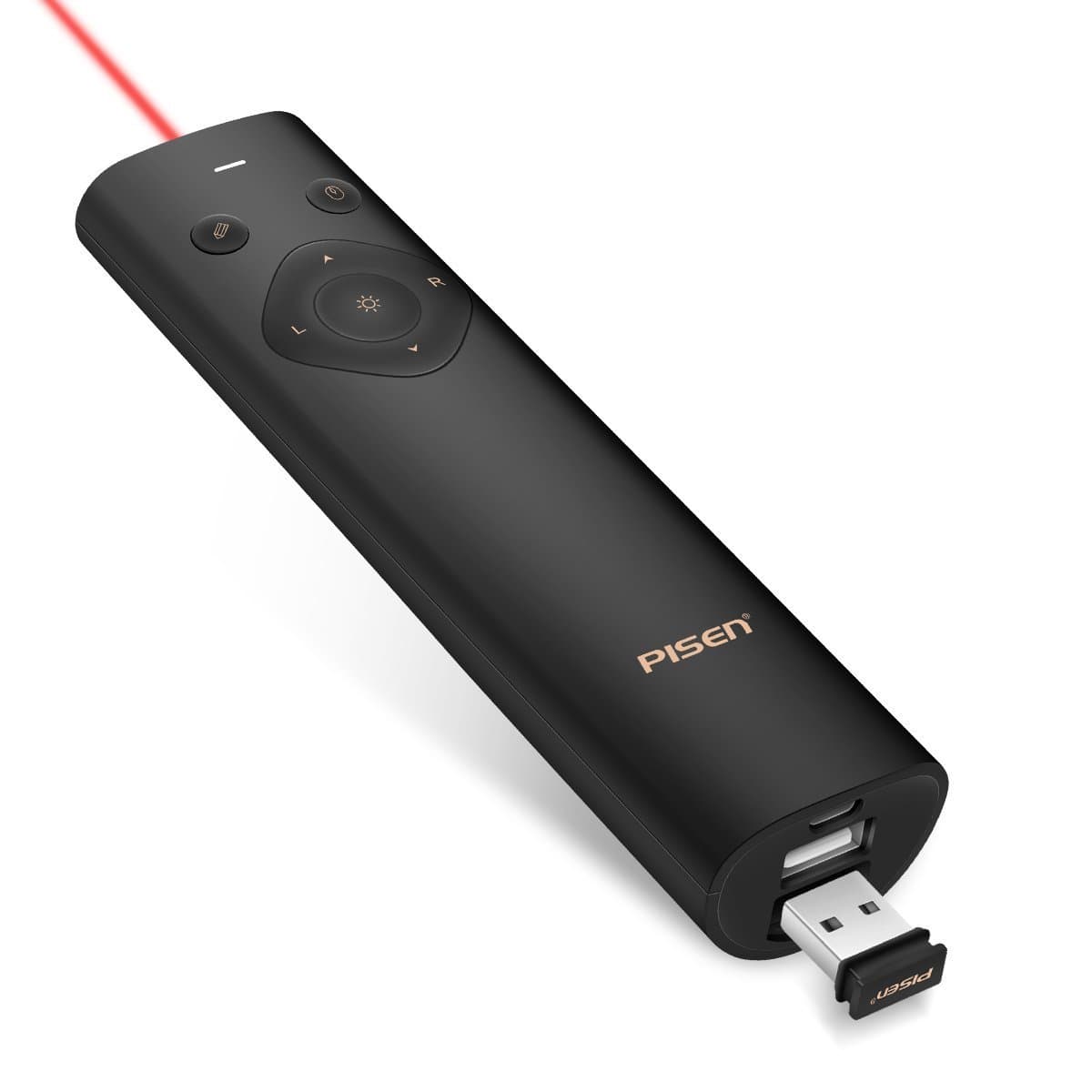 PISEN Wireless Presenter 3-in-1 Air Mouse Presentation Clicker and 2500mAh Mini Power Bank 2.4GHz Rechargeable PowerPoint Presentation Remote Control (Air Mouse (Black))