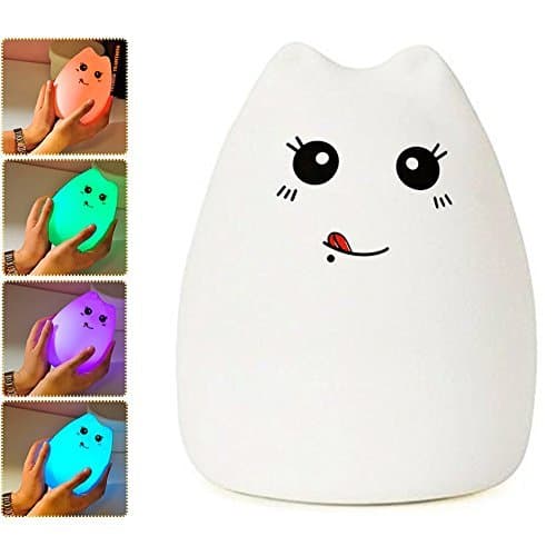 Lafedy LED Night Light Multicolor Silicone Soft Baby Light Nursery Lamp Portable Silicone Cute Night Lamp Rechargeable GIFT Night Lamp for Kids Children(GreedyCat)