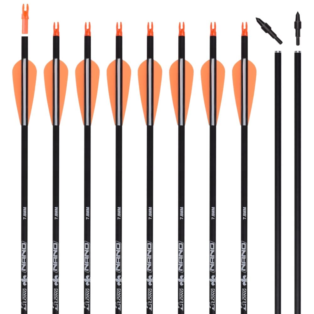 Carbon Arrow Practice Hunting Arrows with Removable Tips for Archery Compound & Recurve & Traditional Bow (Pack of 12)