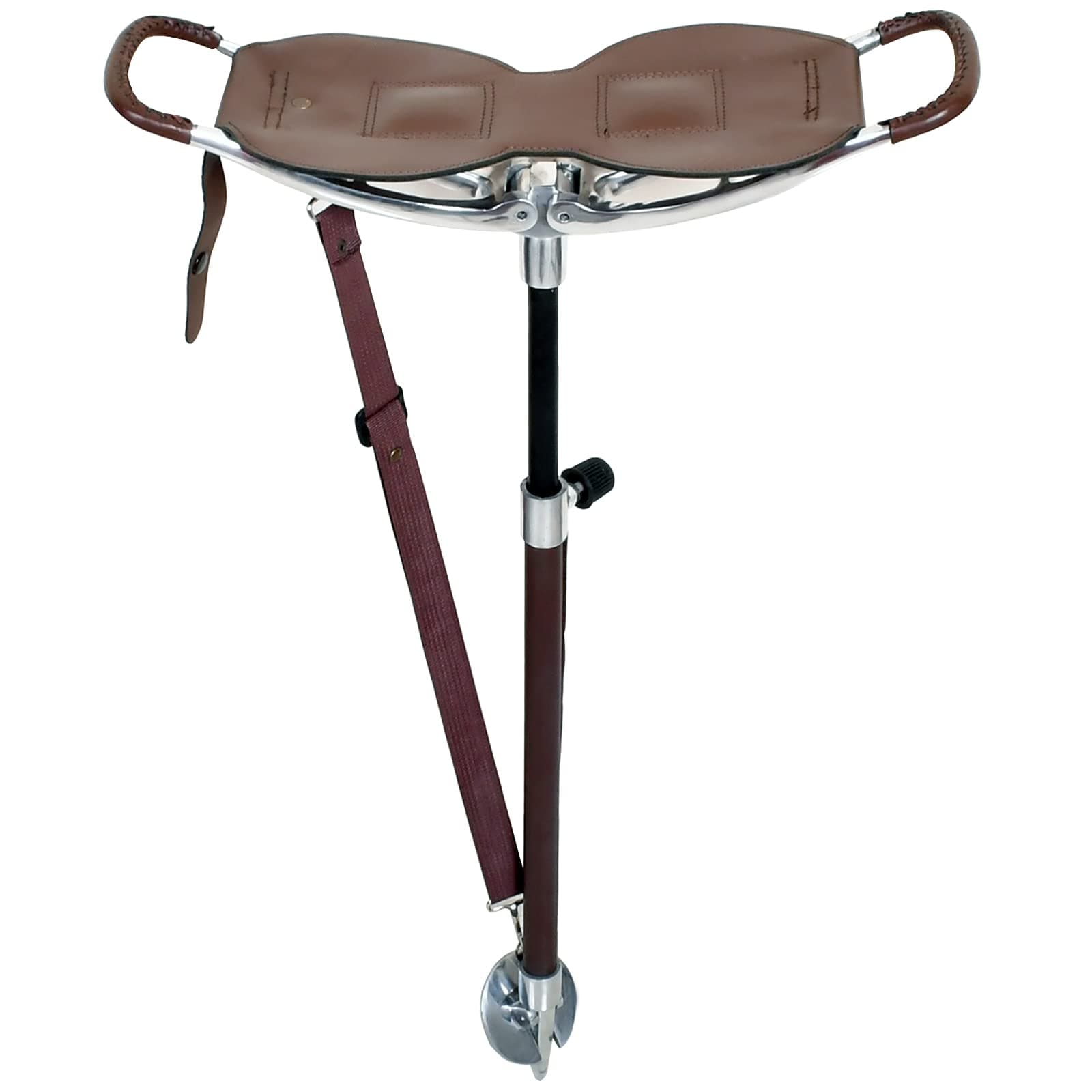 Adjustable Antique Brown Shooting Stick | Very Durable Heavy Duty Big Size Leather Seat Folding Chairs | Polo Fishing Golf Seat Stick | Lightweight Hiking Walking Sticks