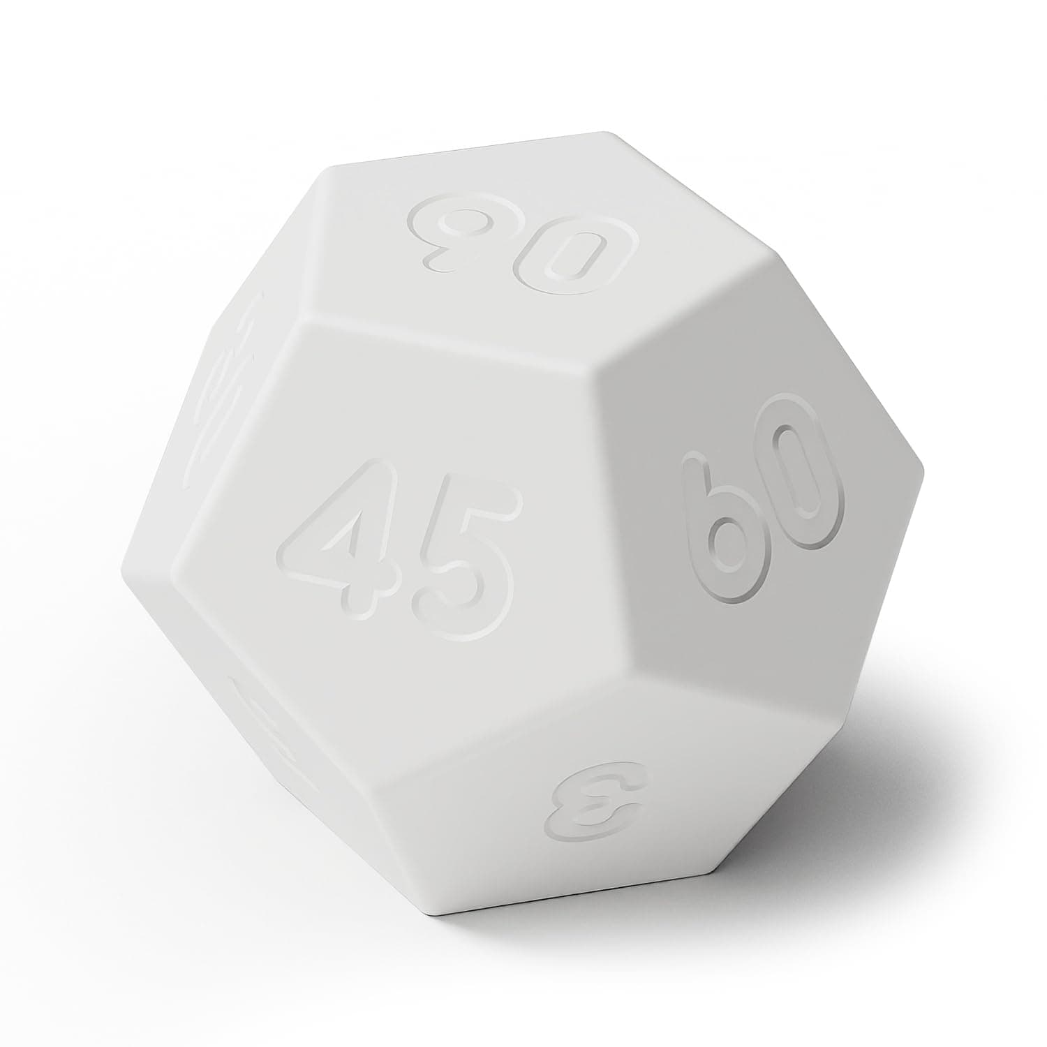 Dodecagon Time Ball - Rechargeable Mini Timer (White), 11 Preset Times, Desk & Workout Productivity Timer, Pomodoro, Sound/Vibrate/Mute, Easy to Use