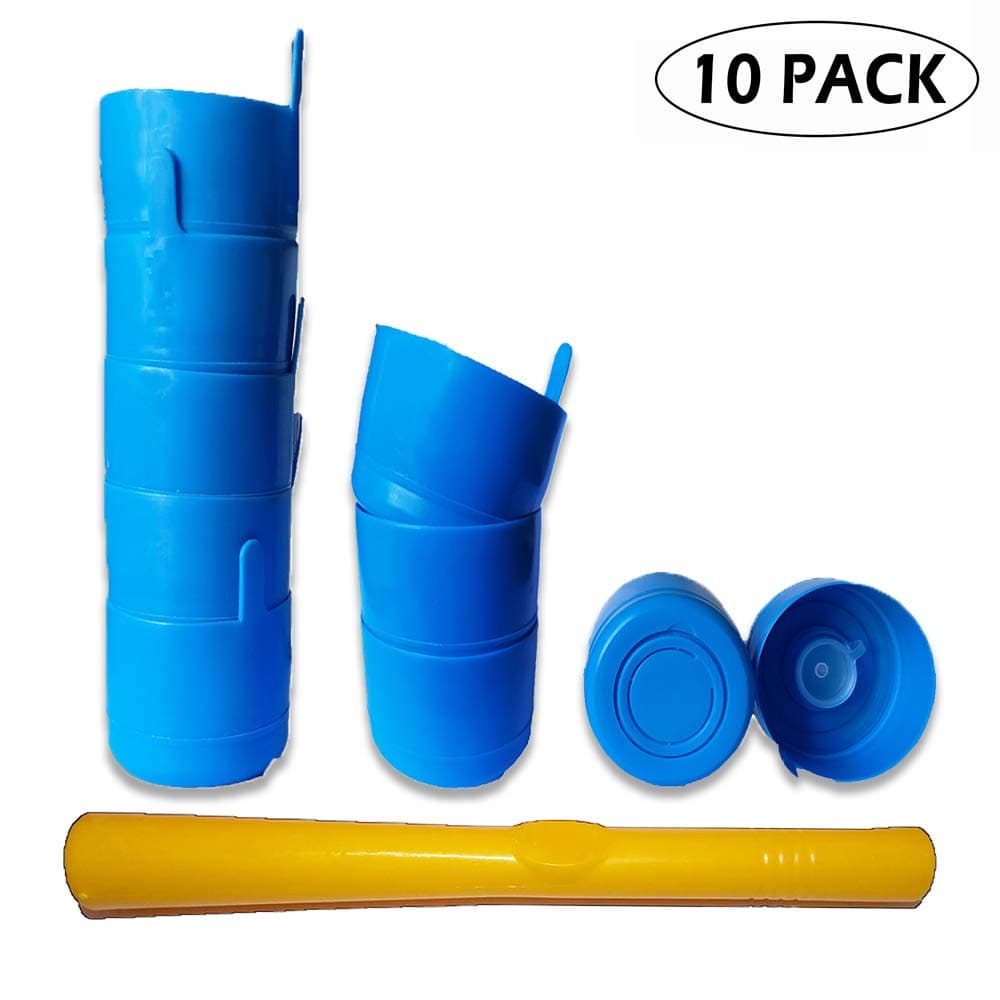 3 & 5 Gallon Water jug Cap Reusable Crown Top 55mm Replacement Cap With Plastic Cap-opener Non-Spill Anti-Splash Smart Plug Pack of 10