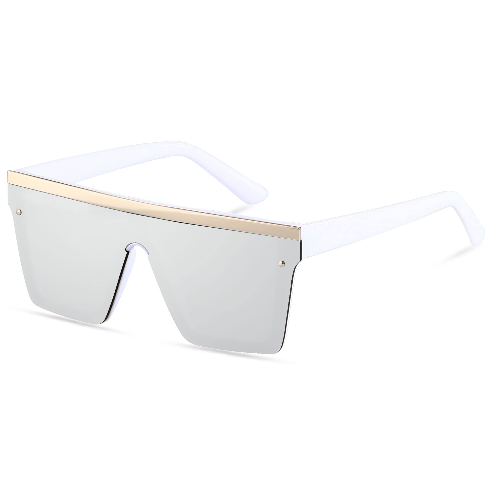 Square Oversized Sunglasses for Women Men Big Flat Top Fashion Shield Large UV Protection Rimless Shades