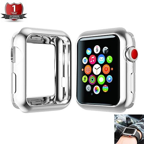 PHAETON - for Apple Watch Case 42mm, TPU Plating Lightweight Protection Scratch Resistant Soft Flexible,for Apple Watch All Series Series 3 Series 2 Series1 - Silver, 42mm