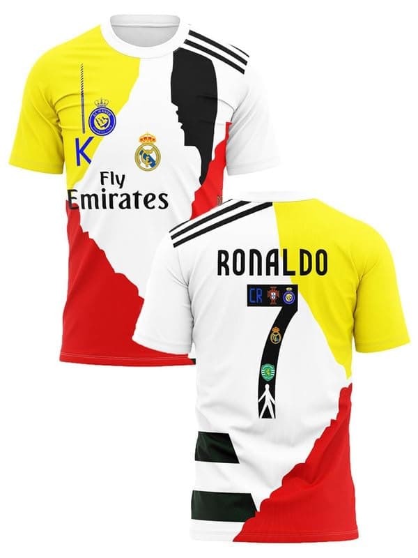 Men Polyester Regular Fit Ronaldo 7 Jersey 2025/26 (CR7 Fans Jersey Special Version)(12-13Years) Multicolour