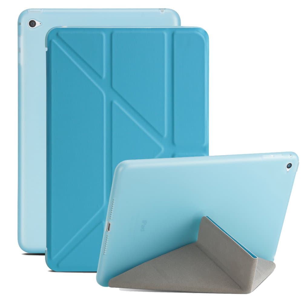 iPad Mini 1/2/3 Case, Soundmae Premium PU Leather Lightweight Slim Origami Smart Protective Flip Cover with Multi-Angle Stand and Auto Wake/Sleep Feature for iPad Mini 1/2/3 - Blue