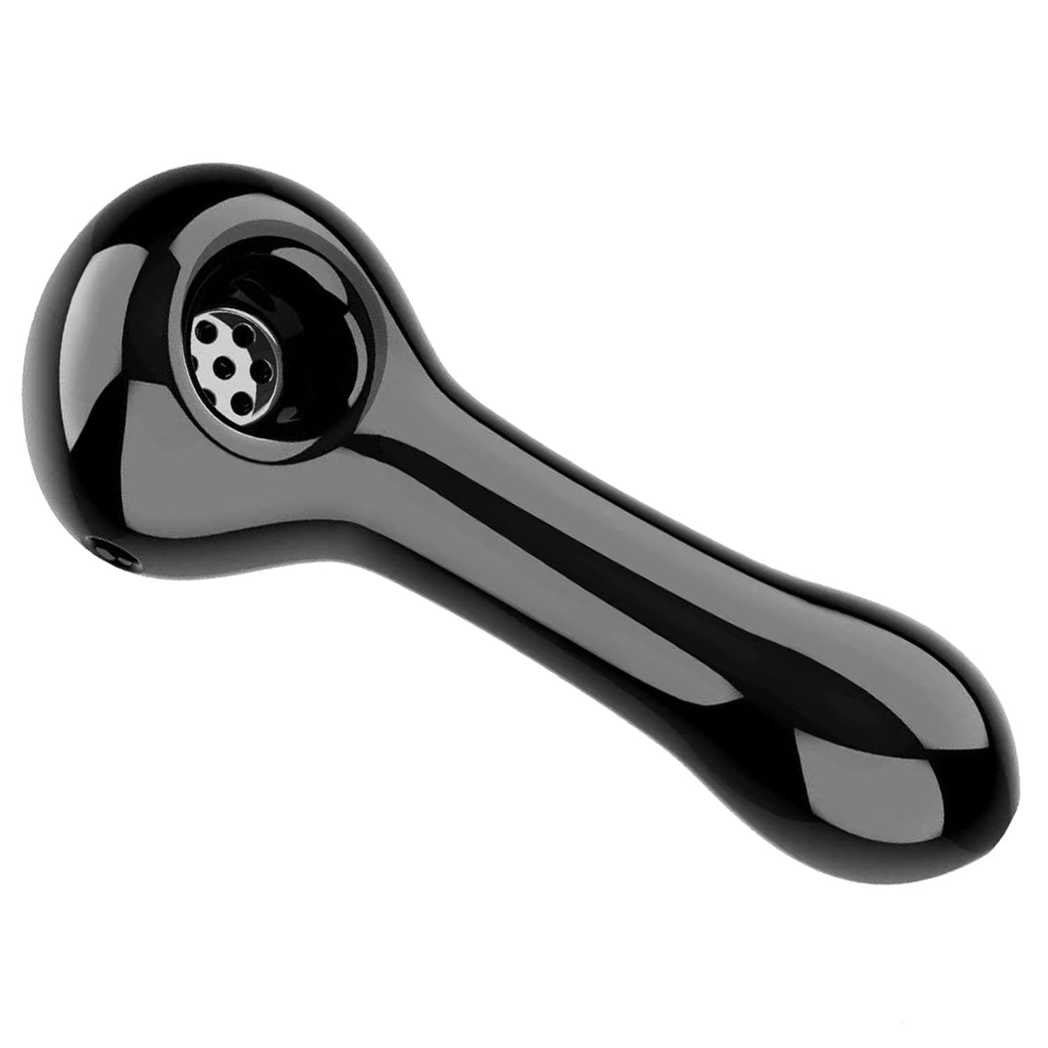 VerteLife Handmade Glass Pipe Creative Spoon Thick Small Glass Pipe Designed with 7 Holes Odorless Glass Tube Home Decor Gift for Man Father Husband Grandfather (Black)