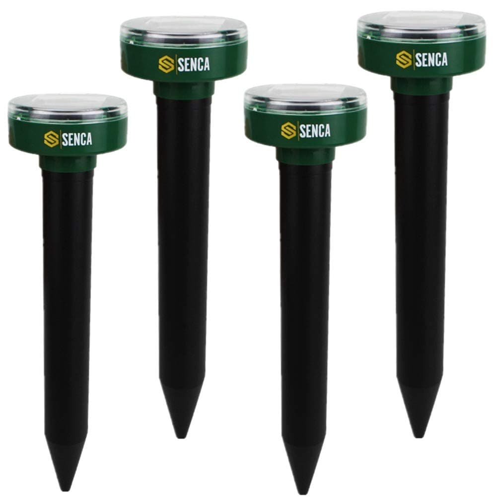 Senca Solar Powered Sonic Mole Repellent, Ultrasonic Pest Repeller, 4 Pack, Repel Mole, Gopher, Vole, Rodent, Mouse, Chaser For Outdoor Lawn Garden Yards Pest Control Rodent Repellent