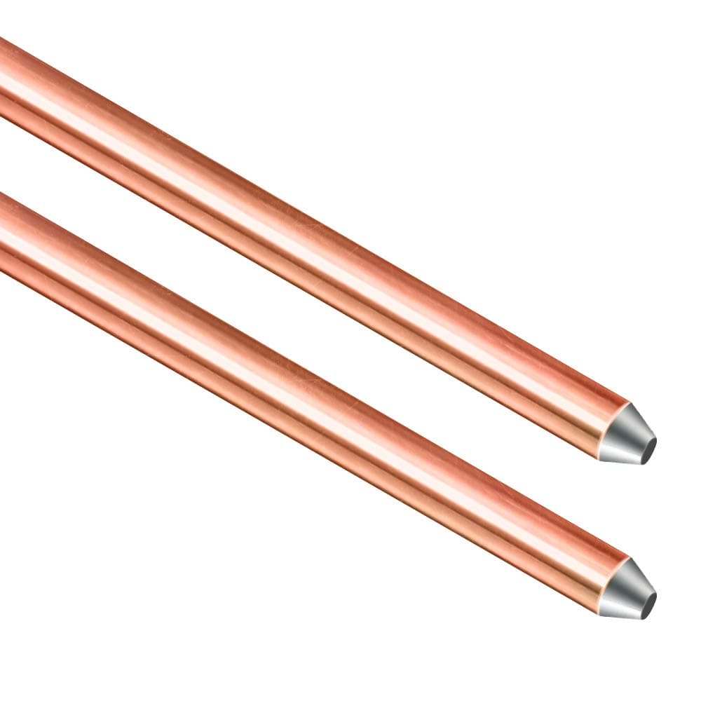 GOUNENGNAIL - 8ft Ground Rod - UL Listed 5/8'' Bonded Electrical Copper Grounding Bar for Signal Tower Fence Lightning Strike Electrode Earthing Rod, Industrial Grade Ground Rods (2, 5/8''x8')