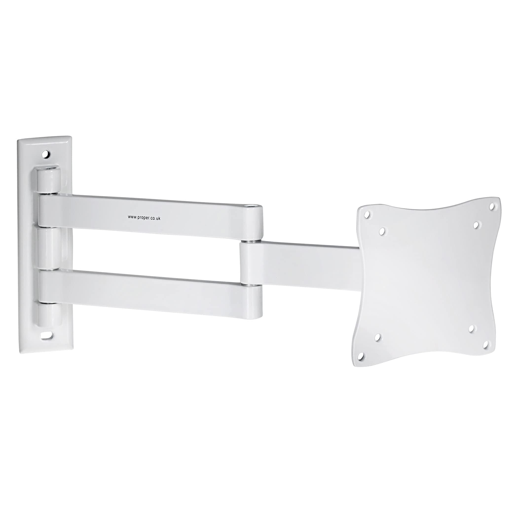 ProperAV Heavy Duty Swing Arm TV Wall Bracket 13" 19" 22" 23" 24" 28" Tilt 70° VESA Max 100x100 White