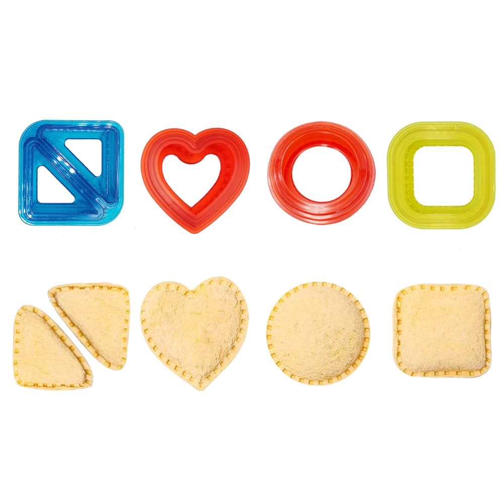 Uncrustables Sandwich Cutter and Sealer remove bread Crust make DIY sandwitch for kids, Decruster Sandwich Maker, Cut and Seal, for Lunchbox and Bento Box (Heart +Sqaure+ Round + Triangles)