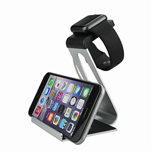 2 in 1 Aluminum Alloy Charging Dock Multi-Device Desk Organizer Charging Station Stand Holder Cradle for Apple Watch, iPhone 6S, 5S,iPad Smartphone