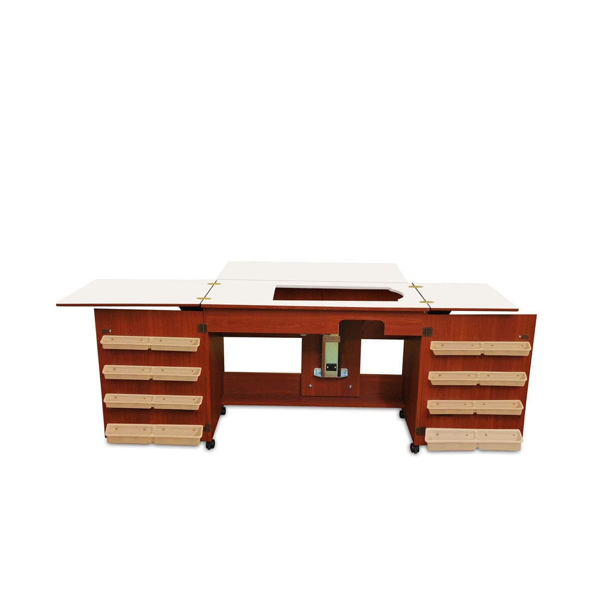 Arrow Sewing 702 Bertha Sewing Cabinet for Sturdy Sewing, Cutting, Quilting, Crafting, Portable with Wheels, Airlift, and Storage, Cherry Finish