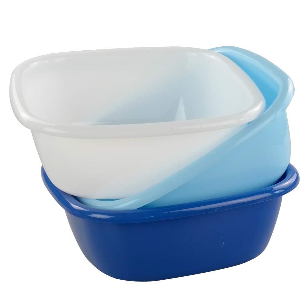 Birsppy Mayish Square Washing Up Bowl, Plastic, 3-Pack