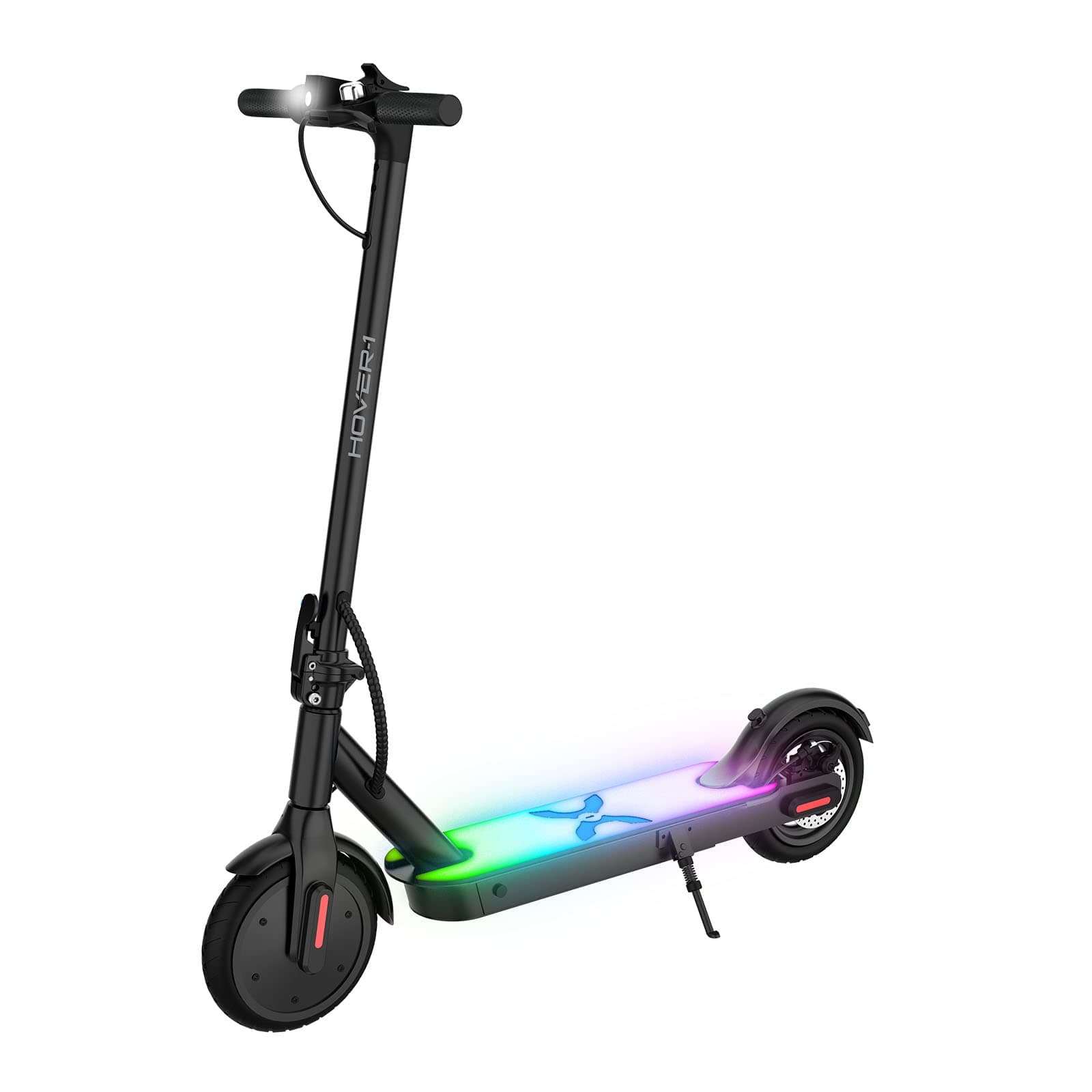 HOVER-1 Electric Folding Scooter | 16 MPH Top Speed, 16 MI Range, Max Weight 264, LED Deck, LCD Screen, Rear Disc Brake, 350w Motor Cert. & Tested (Black)