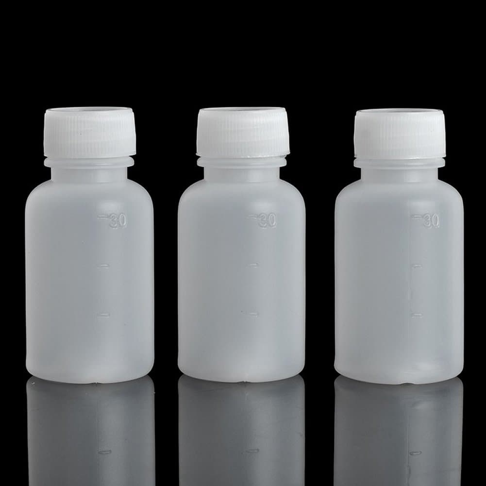 50Pcs 30ml 1oz PE Plastic Empty Small Mouth Graduated Lab Chemical Container Reagent Bottle Sample Sealing Liquid Medicine Bottles