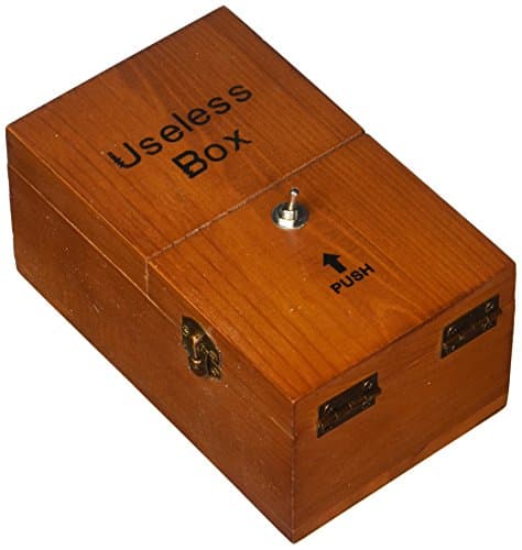 AreTop Unique Toy Useless Box Turns Itself Off Turns Itself On in Wooden Box
