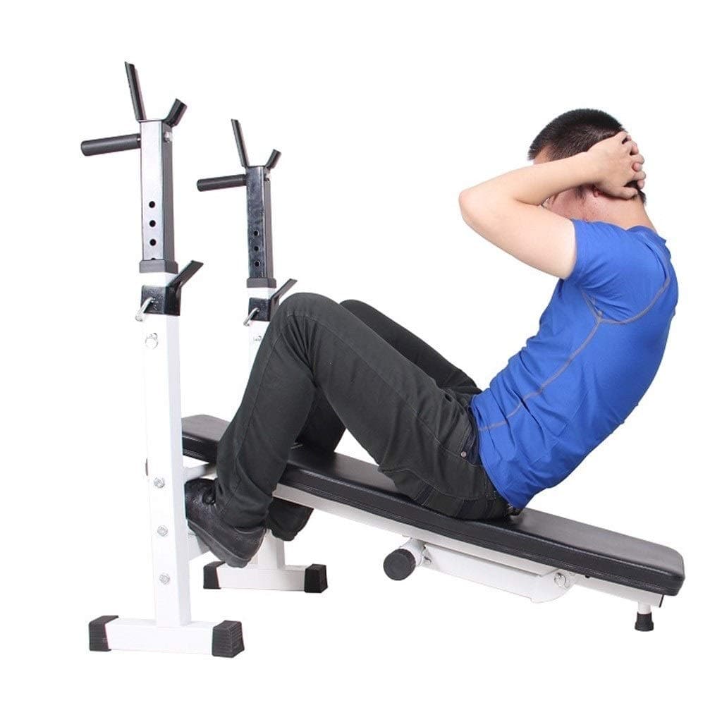 Sit-up Bench Bench Press Weightlifting Bed Collapsible Squat Rack Home Abdominal Exercise Parallel Bars (Color : Black, Size : 110 * 29.5 * 190cm)