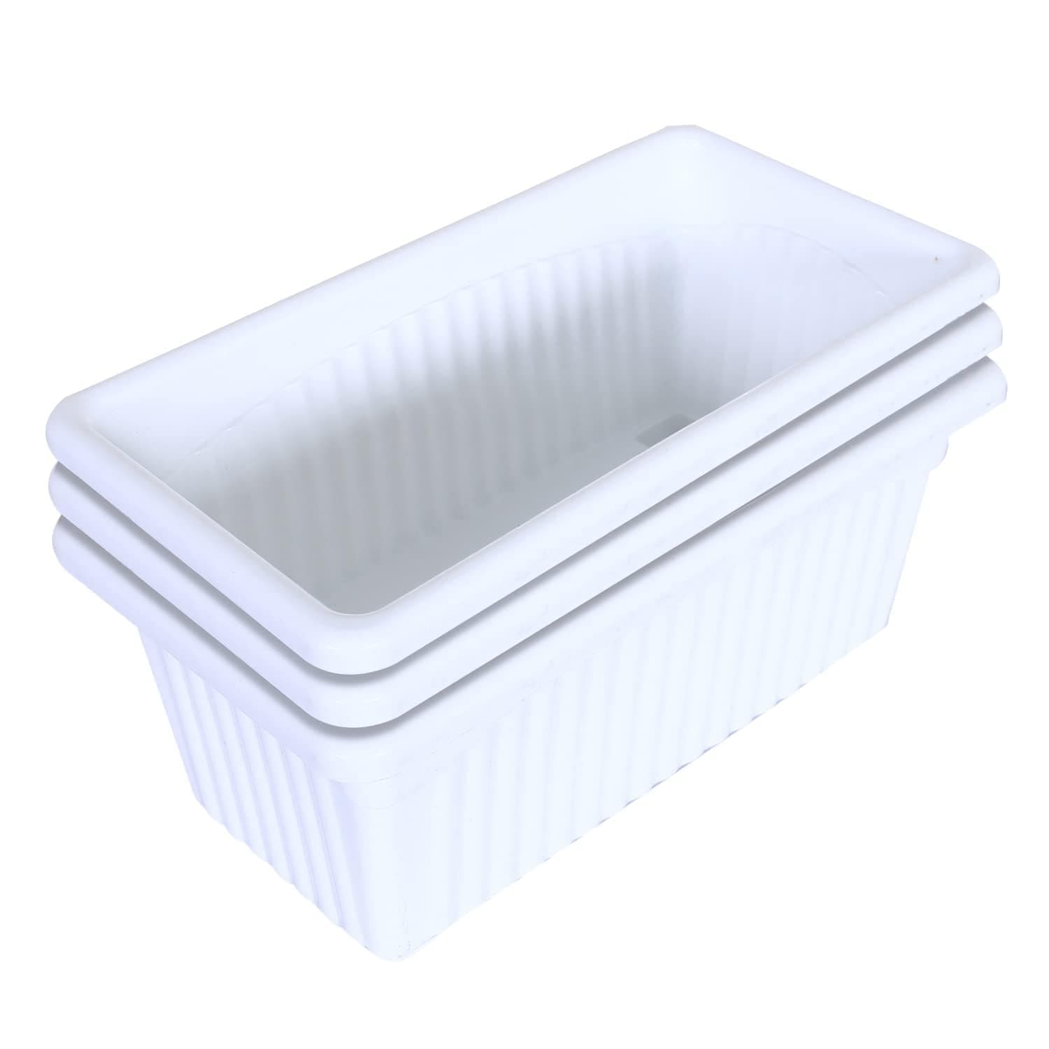 Kraft Seeds by 10CLUB Plastic Window Planters - 3 Pcs (13 Inch, White) | Rectangular Planters for Home & Balcony Garden | Pots for Plants and Gardens