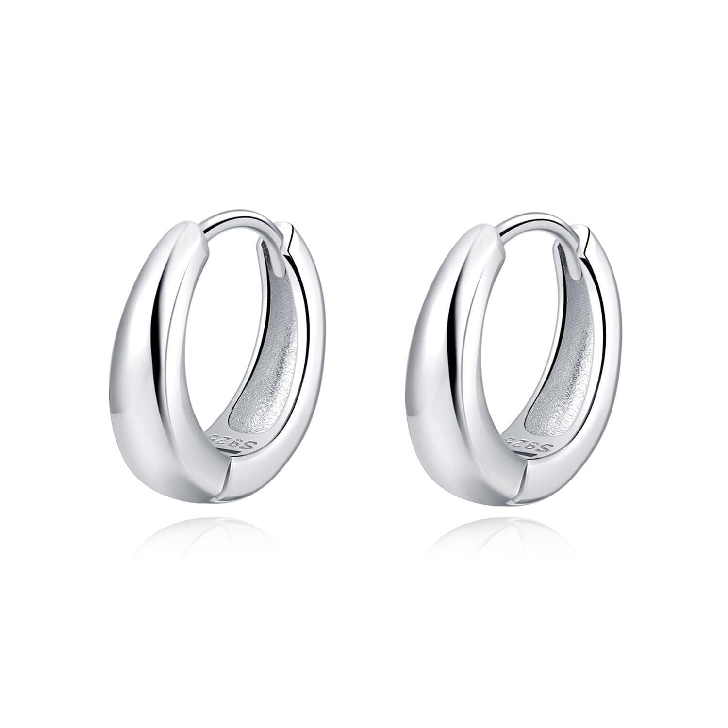 ReffeerSterling Silver Chunky Hoop Earrings - Thick Teardrop Hoops