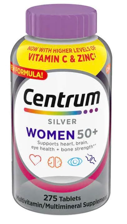 Silver Women 50 Plus, 275 Tablets per Bottle, with Higher Levels of Vitamin C & Zinc