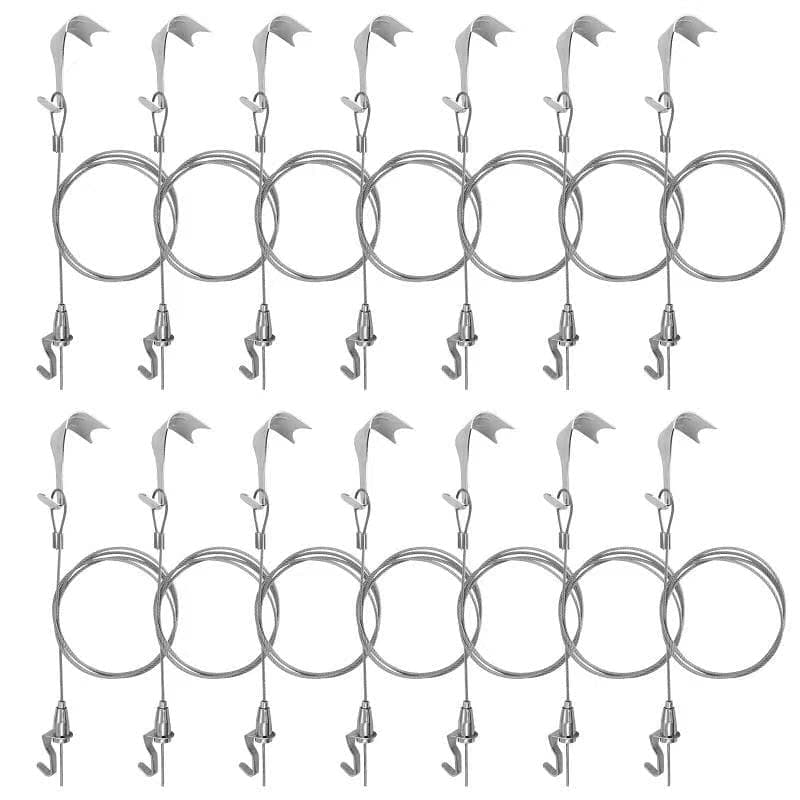 Sturdy Picture Rail Hanging System, 66 lb (30 kg) Max Load Capacity, Adjustable Wire Hooks Kit, 3ft (1 m) Length Cable with Loop, Frames Display kit (14 Pack), Silver