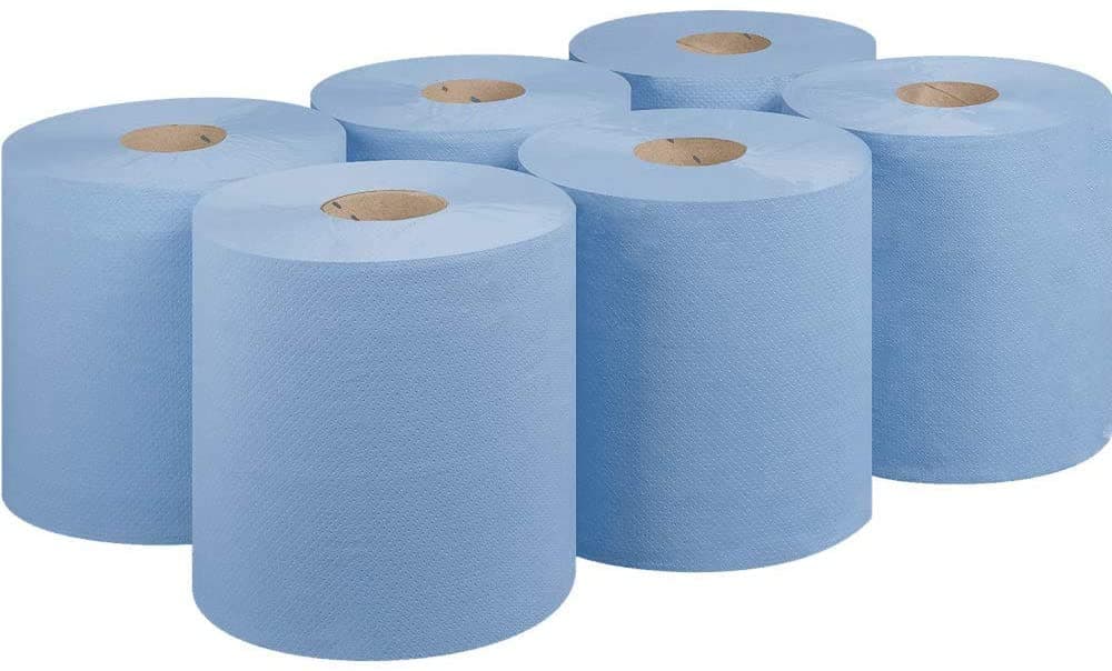Blue Paper Rolls - 2 Ply Embossed Centre Feed - Hand Towel Tissue Roll 170mm x 80m