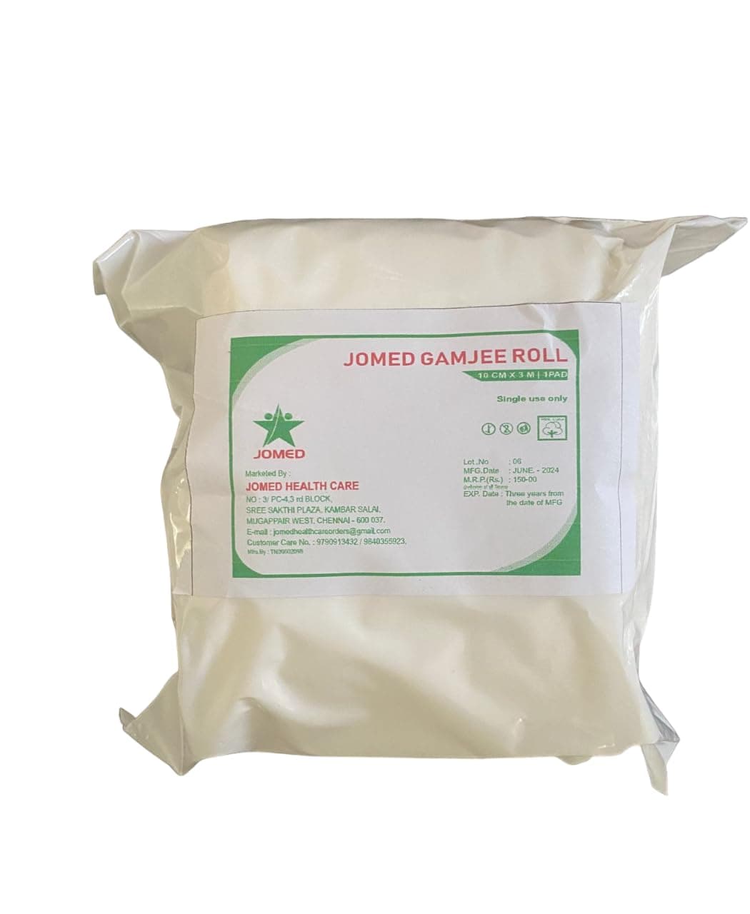 JOMED - GAMJEE ROLL Non-Sterile Gamjee Roll 10 cm x 3 mts - (Pack Of 5)