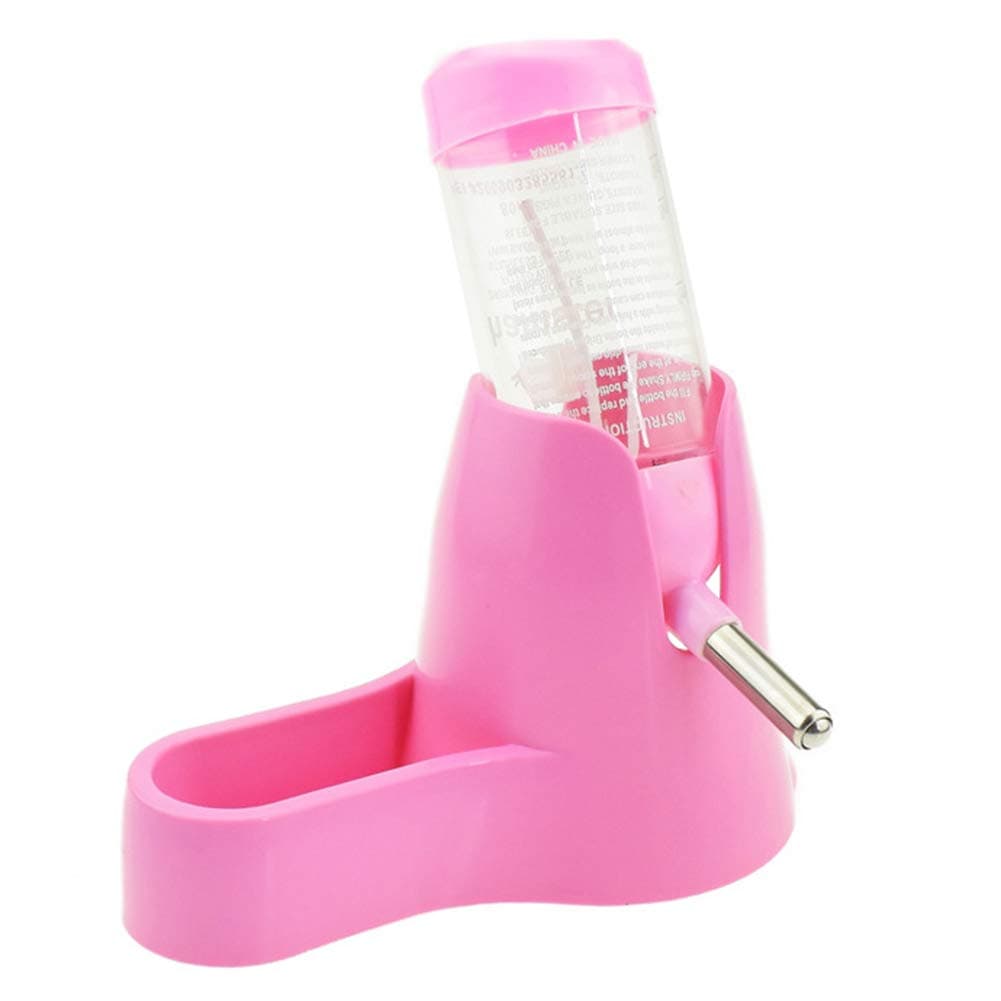 dontdo3 in 1 Small Pet Hamster Automatic Water Bottle Squirrel Feeder Bowl Base Hut Nest 80ml Pink