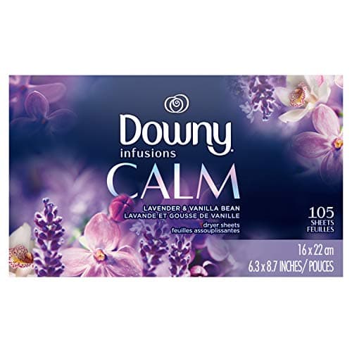 DownyInfusions Dryer Sheets Laundry Fabric Softener, Calm, Lavender & Vanilla Bean, 105 count