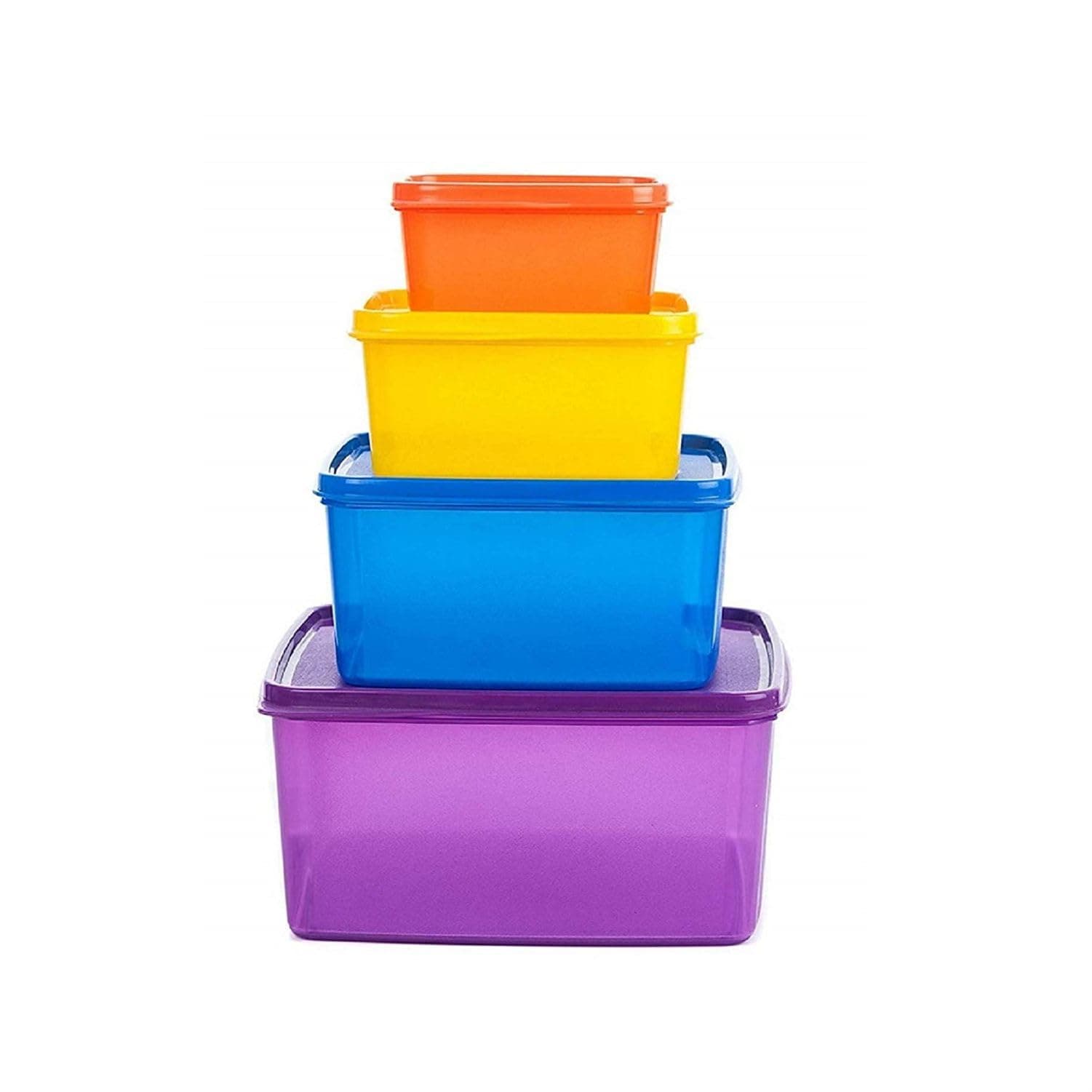 Signoraware Fresh Tab Plastic Storage Container, Set of 4, (2500ML, 1200 ML, 500 ML, 160 ML), Multicolor