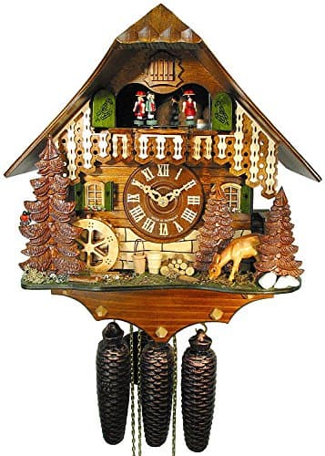 German Cuckoo Clock 8-day-movement Chalet-Style 14.00 inch - Authentic black forest cuckoo clock by August Schwer