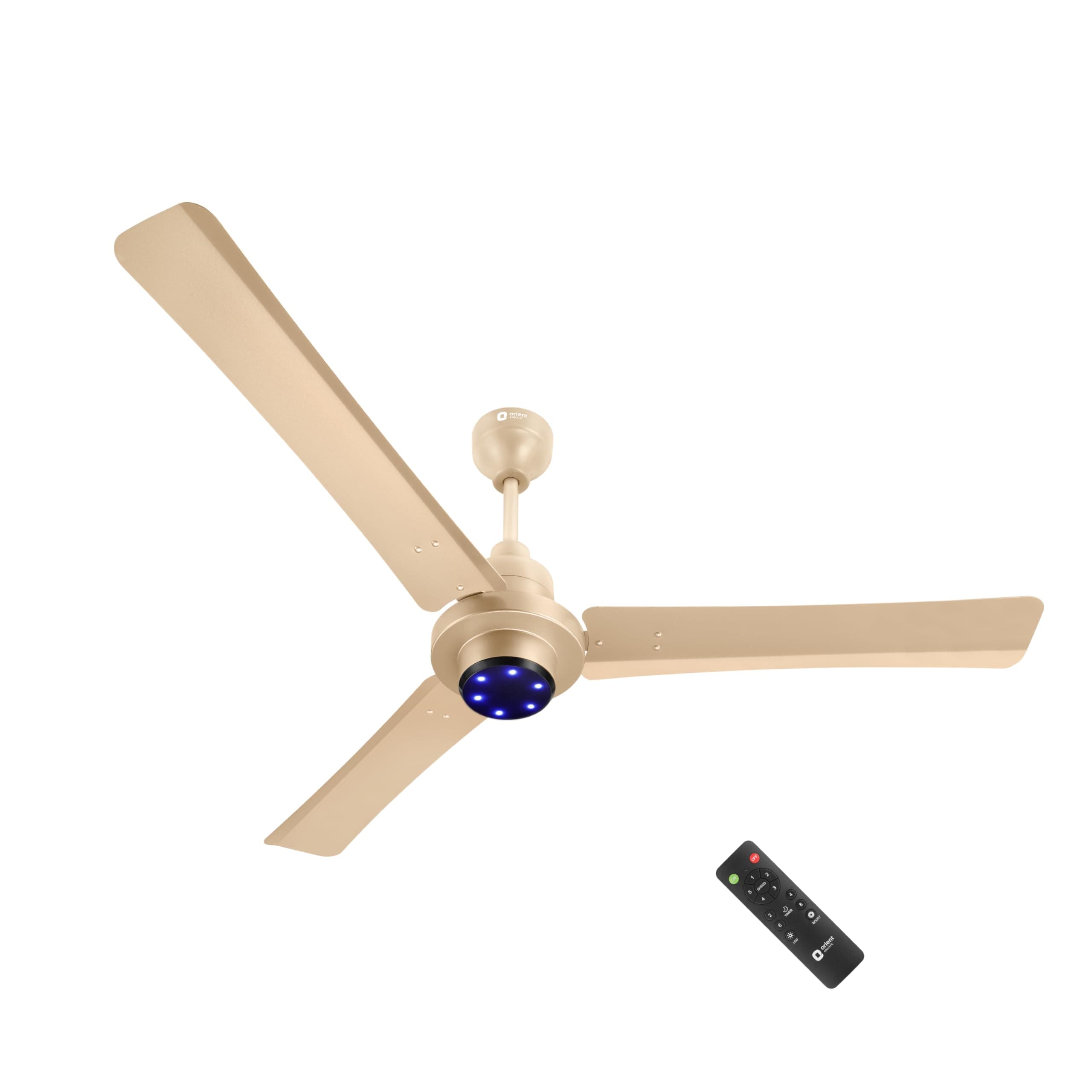 Uniquely Designed I Tome Pro 1200 mm BLDC Ceiling Fan with Remote | BEE 5 Star Rated Energy Efficient Fan | High Air Delivery, 3 Years Warranty by Orient - Topaz Gold