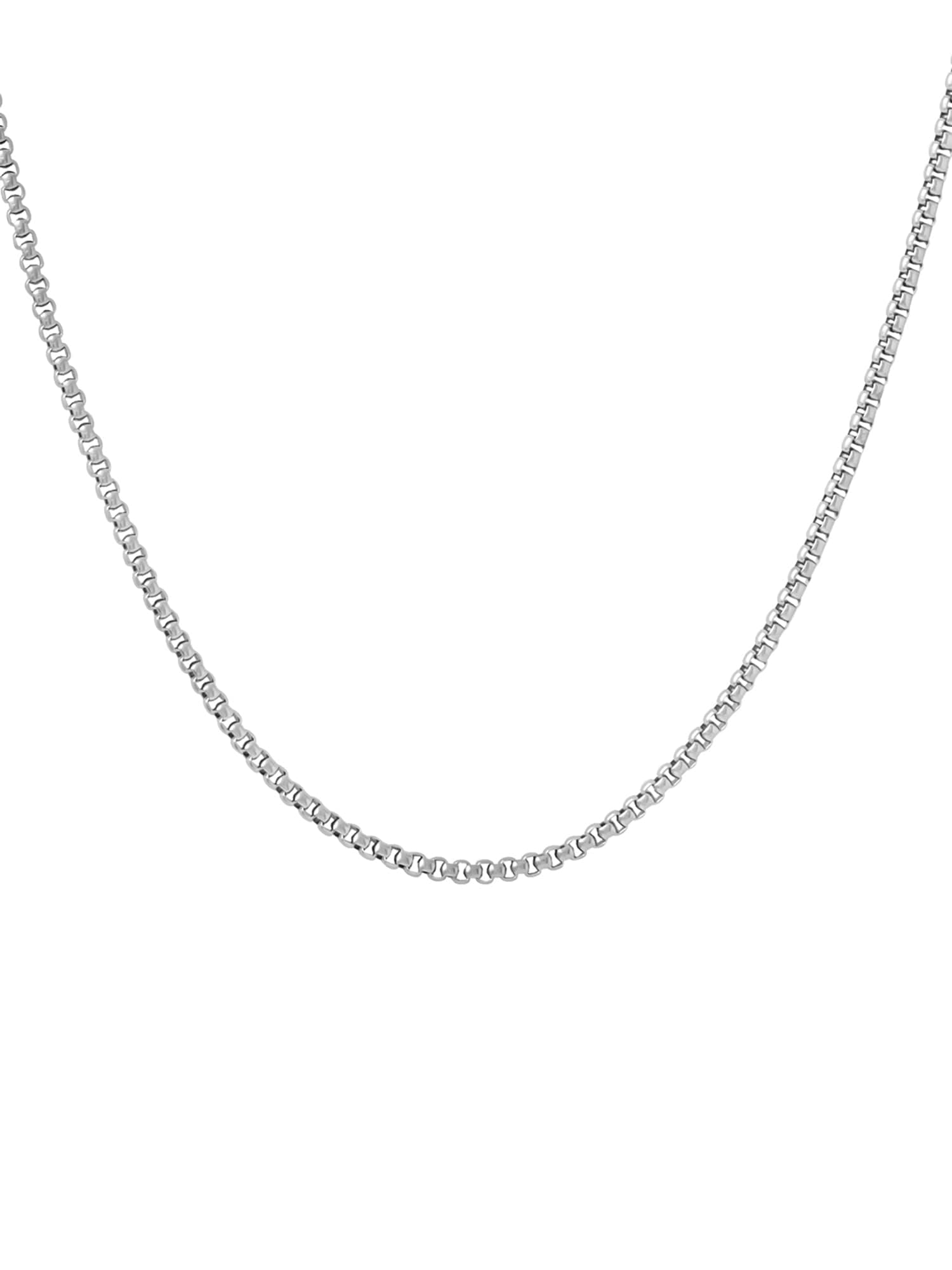 Classic Stainless Steel Silver Box Chain Necklace Silver Plated Chain for Men (Silver) (YCSSCH-216BOX-SL)
