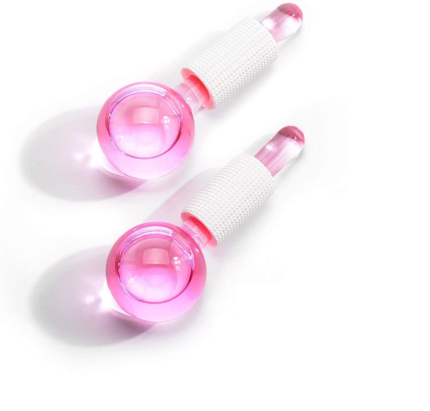 2 PCS Ice Roller Globes Facial Roller Face massager ball roller Cold Skin Massagers Crystal Glass Ball for Redness Soothing Face Wrinkle Remover Beauty Care Tool face massager for women (Blue/Pink)