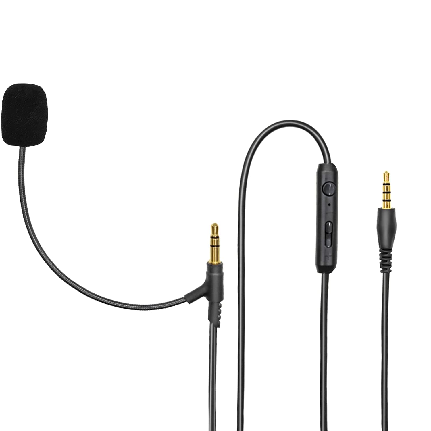 RUKUHOT Boom Mic Cable for Gaming Headsets,Microphone Audio Cable Mute Volume Control for PlayStation PS4 or Xbox One Controller, PC,3.5mm Jack Gaming Headphone Mic-Black