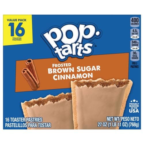 Kellogg's Pop-Tarts Value Pack, Brown Sugar Cinnamon Toaster Pastries, 1.76 oz, 16 ct