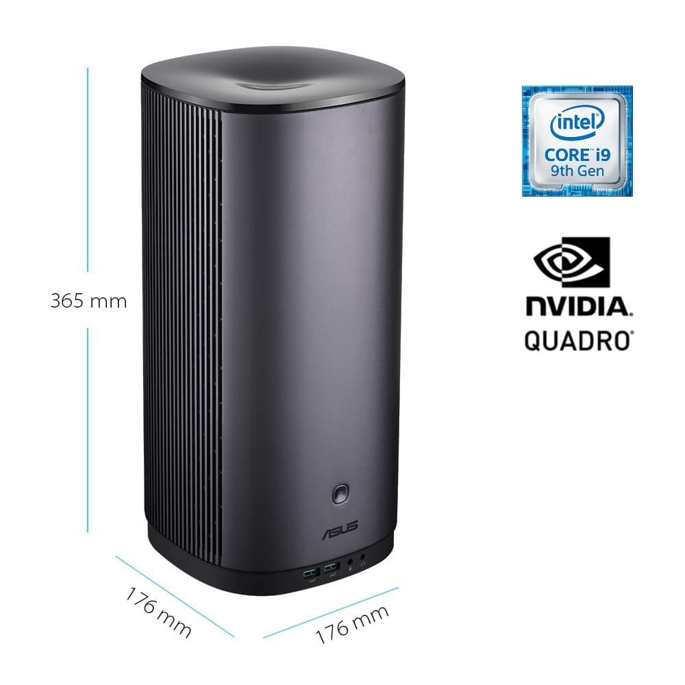 ASUS ProArt PA90 Professional Mini PC for Content Creators, 9th Gen Intel Core Processors, NVIDIA Quadro Graphics, Thunderbolt 3, DDR4 RAM, M.2 SSD and 2.5 Inch HDD